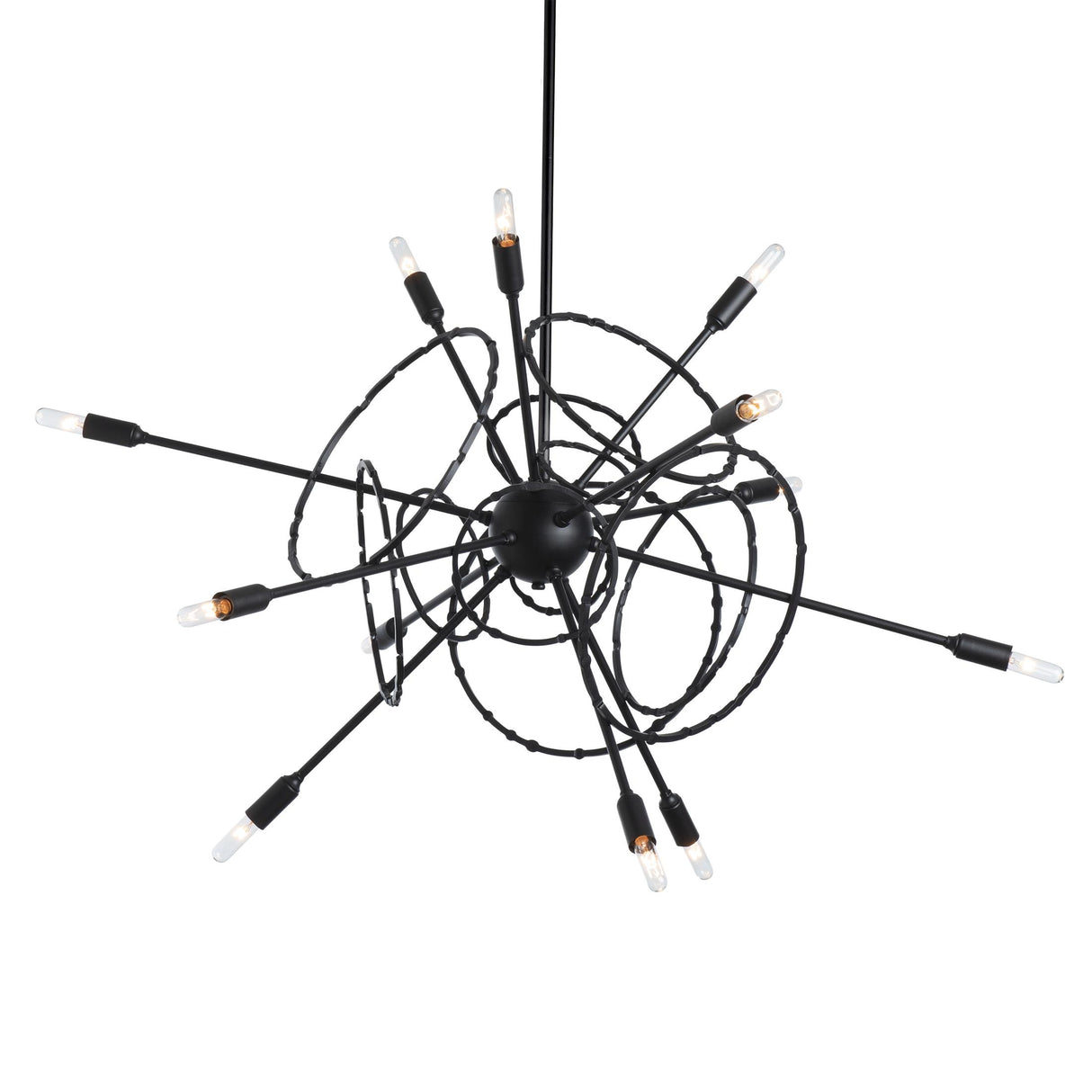 Hubbardton Forge 2021 Black Multi Olympus 12-Light Starburst Pendant