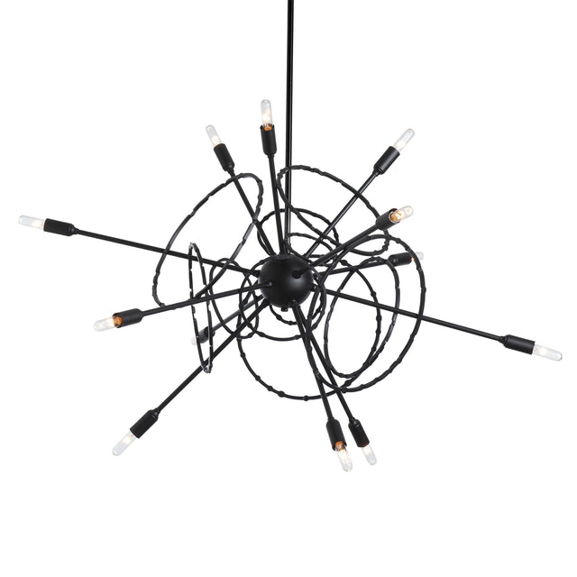 Hubbardton Forge 2021 Black Multi Olympus 12-Light Starburst Pendant
