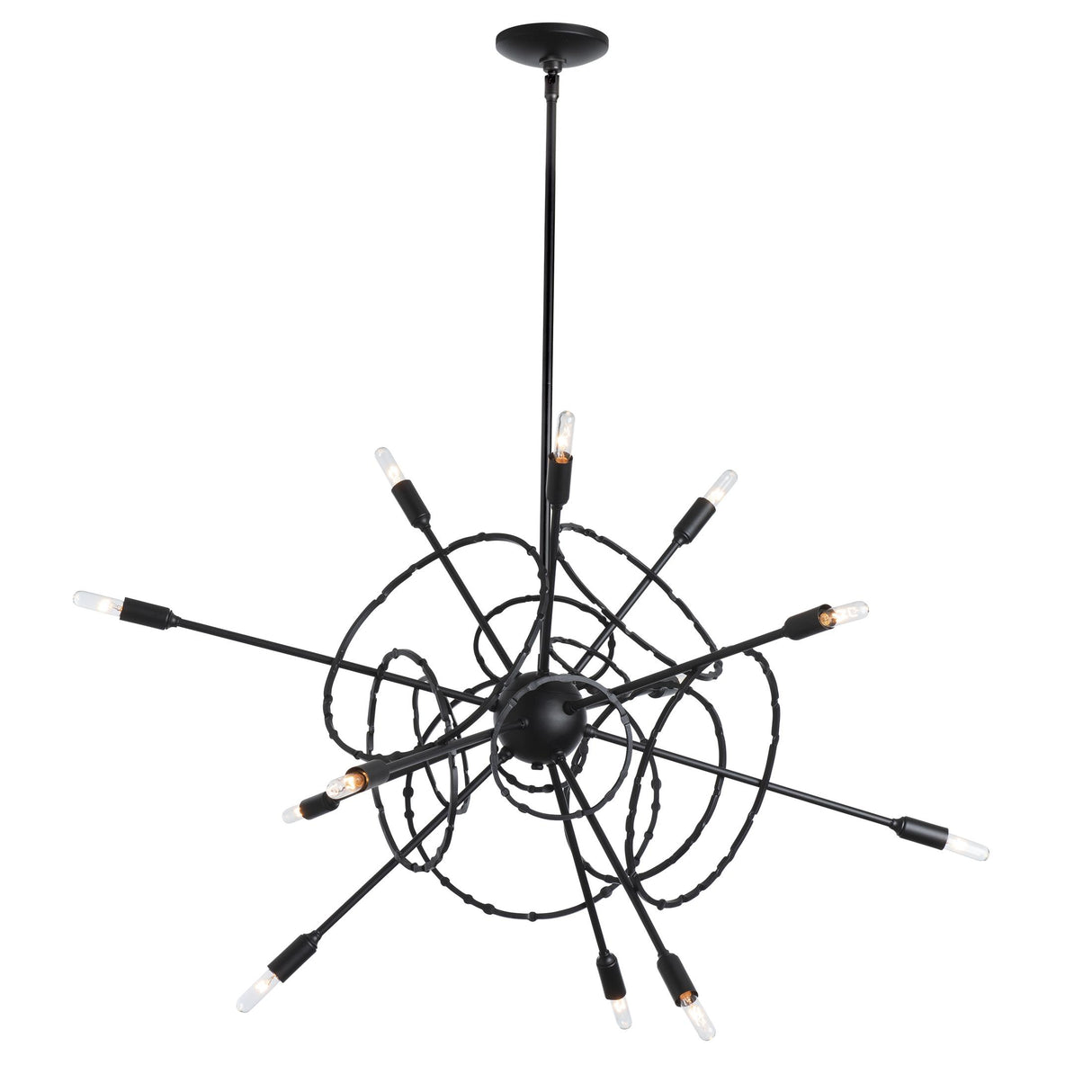 Hubbardton Forge 2021 Black Multi Olympus 12-Light Starburst Pendant