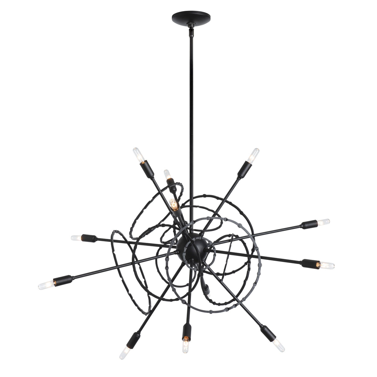 Hubbardton Forge 2021 Black Multi Olympus 12-Light Starburst Pendant