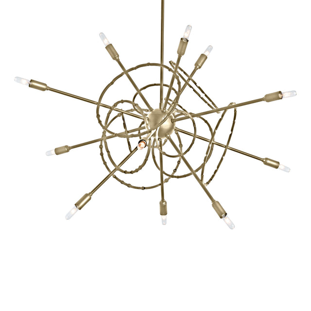 Hubbardton Forge 2021 Modern Brass Multi Olympus 12-Light Starburst Pendant