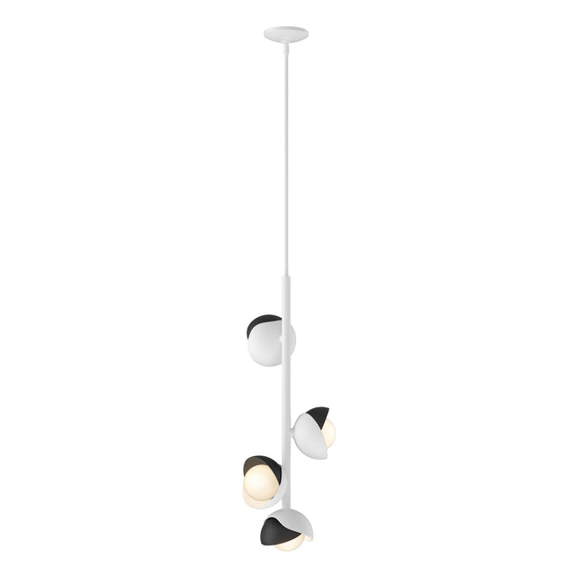 Hubbardton Forge 2022 White Black Opal Glass (GG) Multi Brooklyn 4-Light Double Shade Vertical Pendant