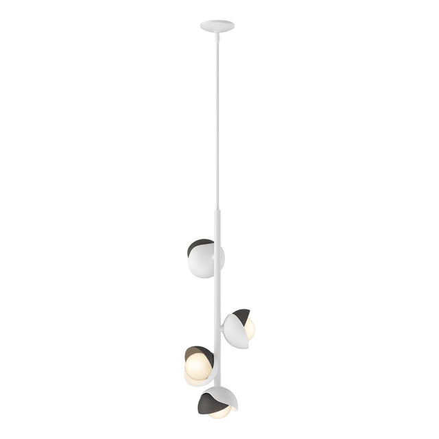 Hubbardton Forge 2022 White Natural Iron Opal Glass (GG) Multi Brooklyn 4-Light Double Shade Vertical Pendant