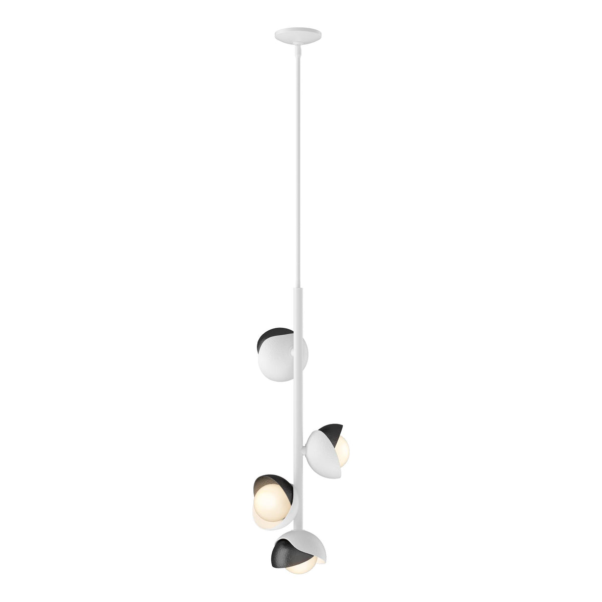 Hubbardton Forge 2022 White Ink Opal Glass (GG) Multi Brooklyn 4-Light Double Shade Vertical Pendant