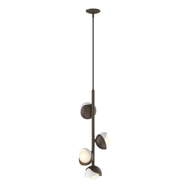 Hubbardton Forge 2022 Bronze White Opal Glass (GG) Multi Brooklyn 4-Light Double Shade Vertical Pendant