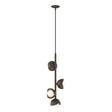 Hubbardton Forge 2022 Bronze Dark Smoke Opal Glass (GG) Multi Brooklyn 4-Light Double Shade Vertical Pendant