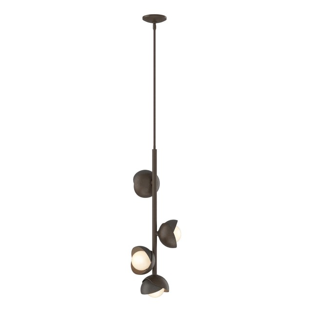 Hubbardton Forge 2022 Bronze Dark Smoke Opal Glass (GG) Multi Brooklyn 4-Light Double Shade Vertical Pendant
