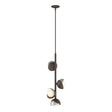 Hubbardton Forge 2022 Bronze Vintage Platinum Opal Glass (GG) Multi Brooklyn 4-Light Double Shade Vertical Pendant