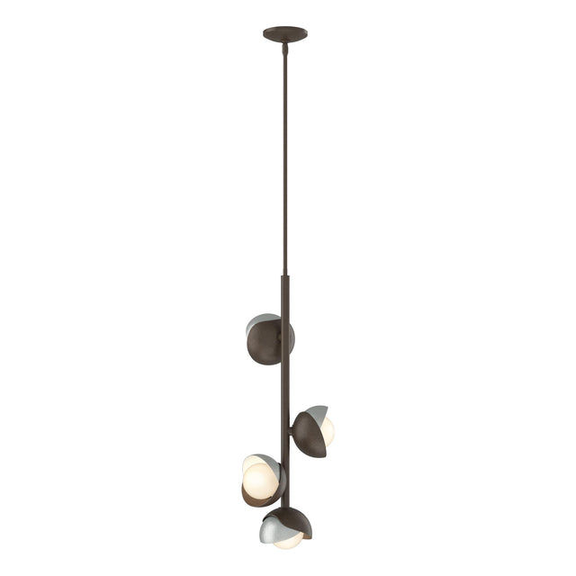 Hubbardton Forge 2022 Bronze Vintage Platinum Opal Glass (GG) Multi Brooklyn 4-Light Double Shade Vertical Pendant
