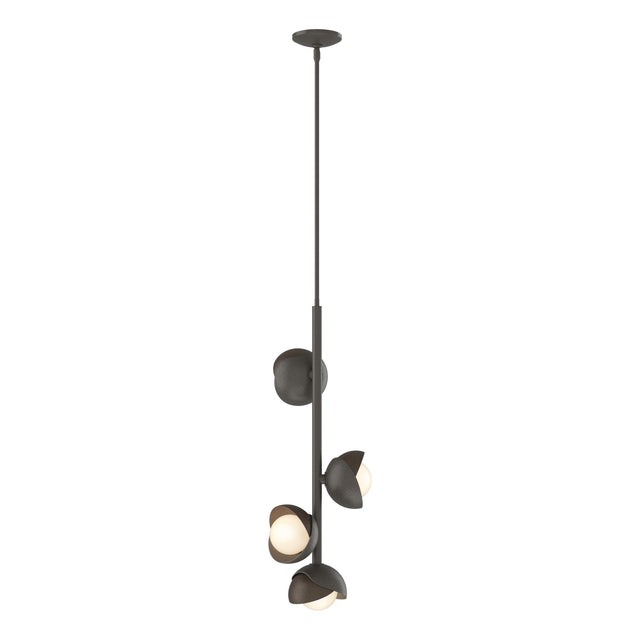 Hubbardton Forge 2022 Dark Smoke Bronze Opal Glass (GG) Multi Brooklyn 4-Light Double Shade Vertical Pendant