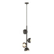 Hubbardton Forge 2022 Dark Smoke Oil Rubbed Bronze Opal Glass (GG) Multi Brooklyn 4-Light Double Shade Vertical Pendant