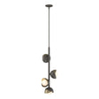 Hubbardton Forge 2022 Dark Smoke Soft Gold Opal Glass (GG) Multi Brooklyn 4-Light Double Shade Vertical Pendant