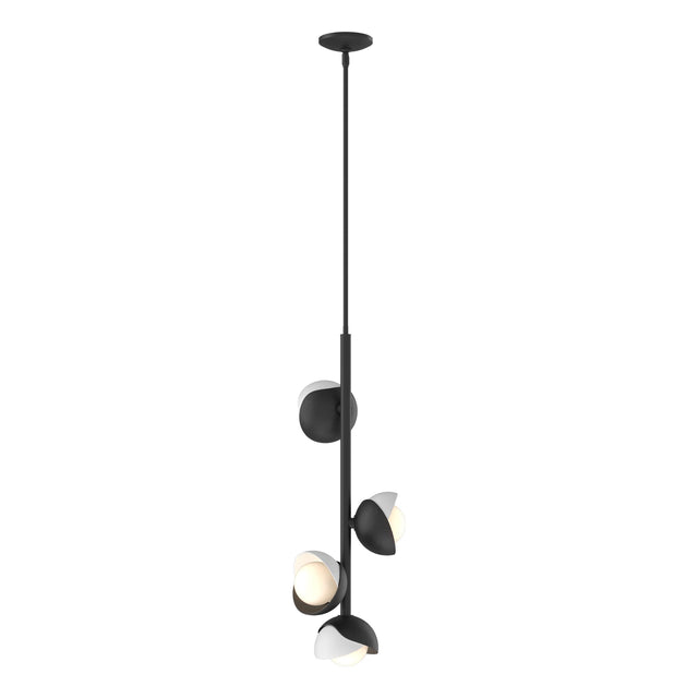 Hubbardton Forge 2022 Black White Opal Glass (GG) Multi Brooklyn 4-Light Double Shade Vertical Pendant