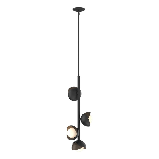 Hubbardton Forge 2022 Black Bronze Opal Glass (GG) Multi Brooklyn 4-Light Double Shade Vertical Pendant