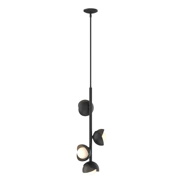 Hubbardton Forge 2022 Black Dark Smoke Opal Glass (GG) Multi Brooklyn 4-Light Double Shade Vertical Pendant