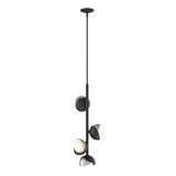 Hubbardton Forge 2022 Black Vintage Platinum Opal Glass (GG) Multi Brooklyn 4-Light Double Shade Vertical Pendant