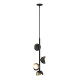 Hubbardton Forge 2022 Black Soft Gold Opal Glass (GG) Multi Brooklyn 4-Light Double Shade Vertical Pendant