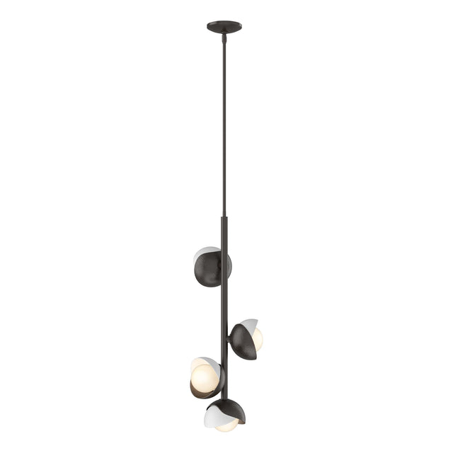 Hubbardton Forge 2022 Oil Rubbed Bronze White Opal Glass (GG) Multi Brooklyn 4-Light Double Shade Vertical Pendant