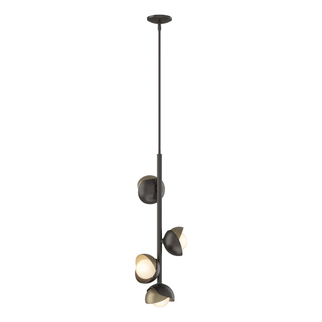 Hubbardton Forge 2022 Oil Rubbed Bronze Soft Gold Opal Glass (GG) Multi Brooklyn 4-Light Double Shade Vertical Pendant
