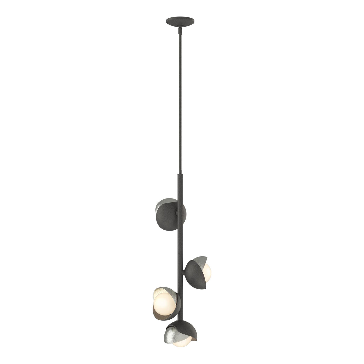 Hubbardton Forge 2022 Natural Iron Sterling Opal Glass (GG) Multi Brooklyn 4-Light Double Shade Vertical Pendant