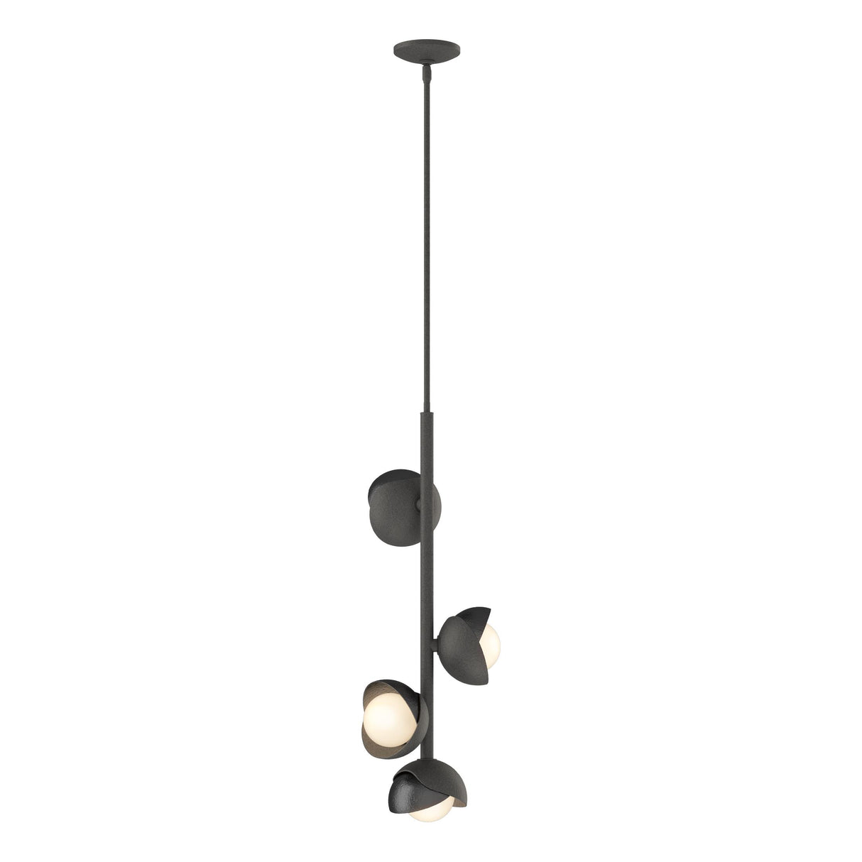 Hubbardton Forge 2022 Natural Iron Ink Opal Glass (GG) Multi Brooklyn 4-Light Double Shade Vertical Pendant