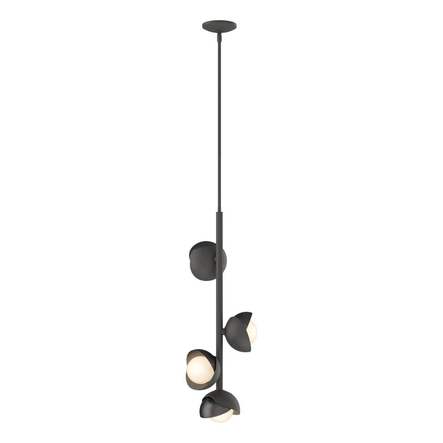 Hubbardton Forge 2022 Natural Iron Ink Opal Glass (GG) Multi Brooklyn 4-Light Double Shade Vertical Pendant
