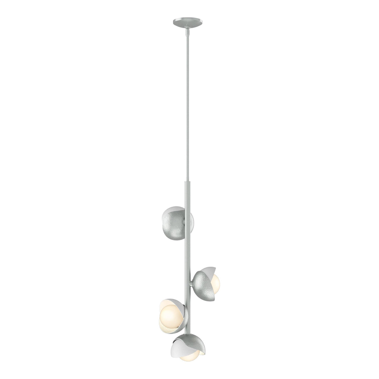 Hubbardton Forge 2022 Vintage Platinum White Opal Glass (GG) Multi Brooklyn 4-Light Double Shade Vertical Pendant