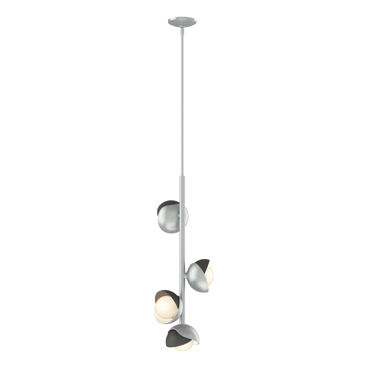 Hubbardton Forge 2022 Vintage Platinum Natural Iron Opal Glass (GG) Multi Brooklyn 4-Light Double Shade Vertical Pendant