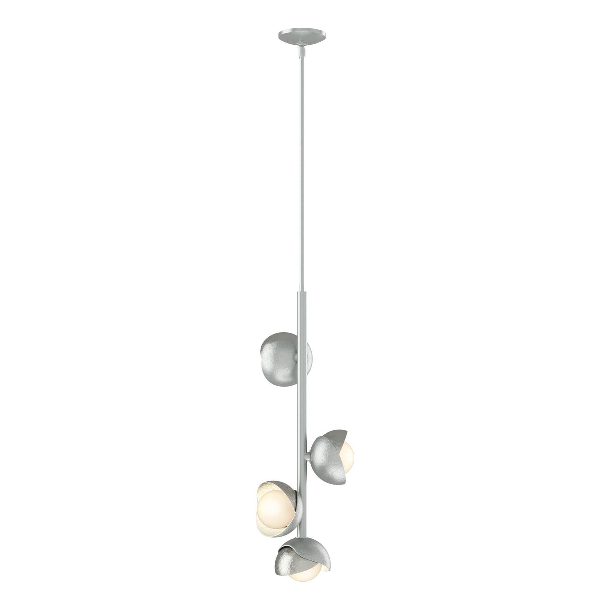 Hubbardton Forge 2022 Vintage Platinum Sterling Opal Glass (GG) Multi Brooklyn 4-Light Double Shade Vertical Pendant