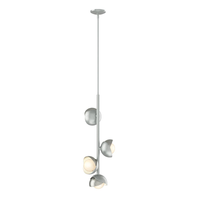 Hubbardton Forge 2022 Vintage Platinum Sterling Opal Glass (GG) Multi Brooklyn 4-Light Double Shade Vertical Pendant
