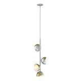 Hubbardton Forge 2022 Vintage Platinum Modern Brass Opal Glass (GG) Multi Brooklyn 4-Light Double Shade Vertical Pendant
