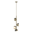 Hubbardton Forge 2022 Soft Gold Dark Smoke Opal Glass (GG) Multi Brooklyn 4-Light Double Shade Vertical Pendant