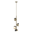 Hubbardton Forge 2022 Soft Gold Black Opal Glass (GG) Multi Brooklyn 4-Light Double Shade Vertical Pendant