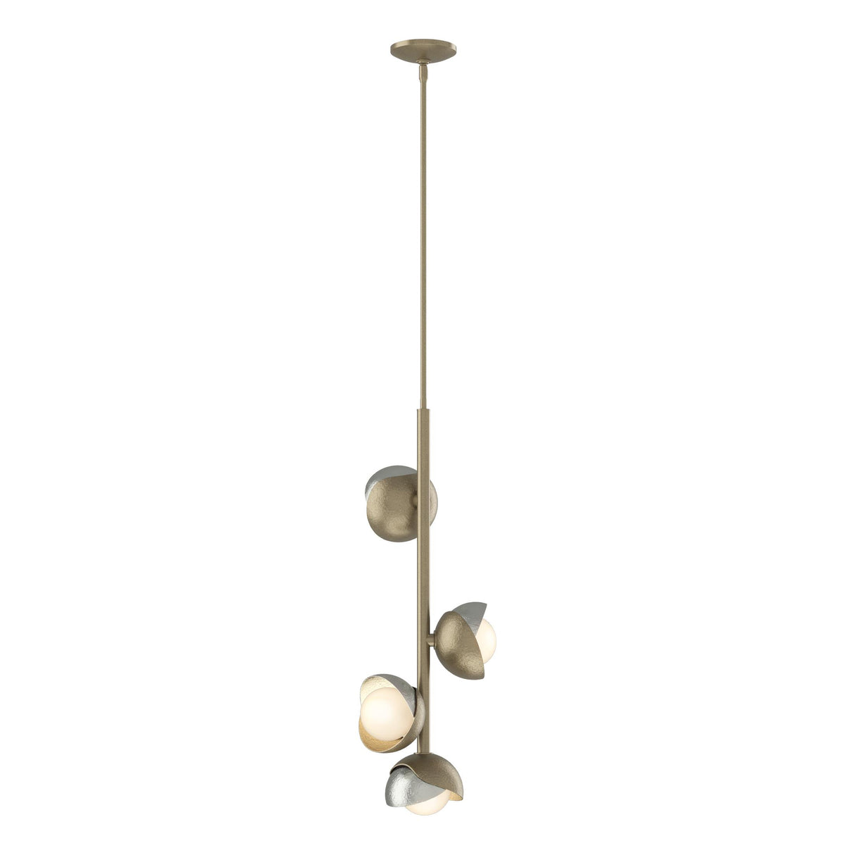 Hubbardton Forge 2022 Soft Gold Sterling Opal Glass (GG) Multi Brooklyn 4-Light Double Shade Vertical Pendant