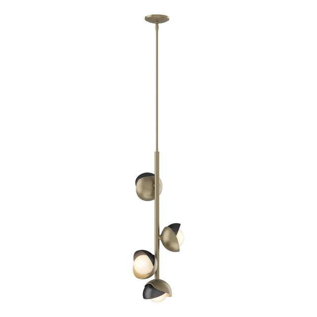 Hubbardton Forge 2022 Soft Gold Ink Opal Glass (GG) Multi Brooklyn 4-Light Double Shade Vertical Pendant