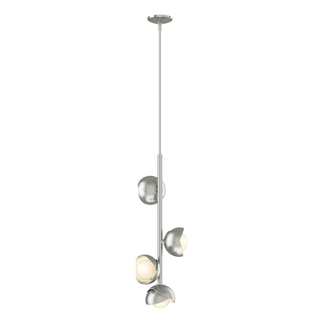 Hubbardton Forge 2022 Sterling Sterling Opal Glass (GG) Multi Brooklyn 4-Light Double Shade Vertical Pendant