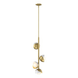 Hubbardton Forge 2022 Modern Brass White Opal Glass (GG) Multi Brooklyn 4-Light Double Shade Vertical Pendant