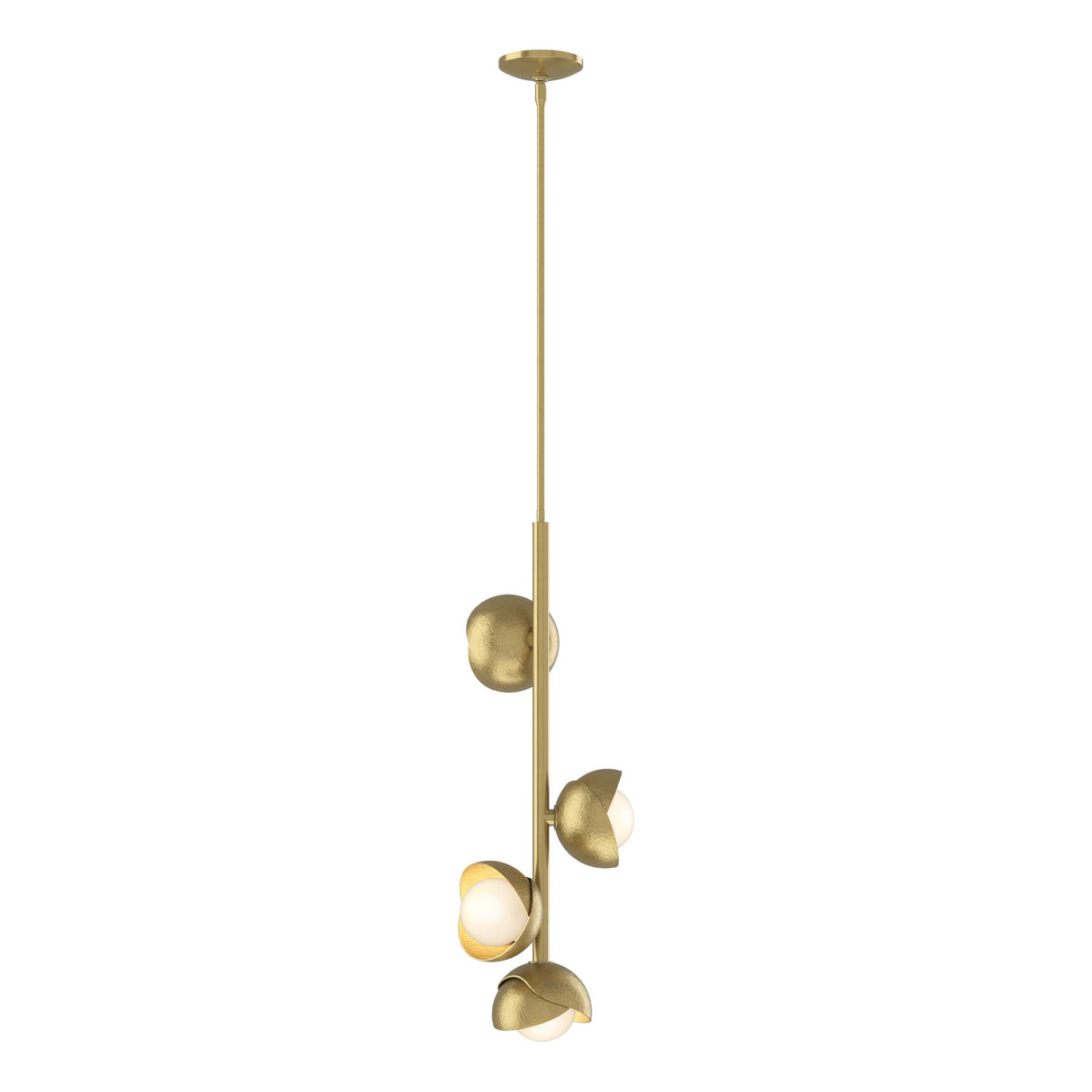 Hubbardton Forge 2022 Modern Brass Modern Brass Opal Glass (GG) Multi Brooklyn 4-Light Double Shade Vertical Pendant