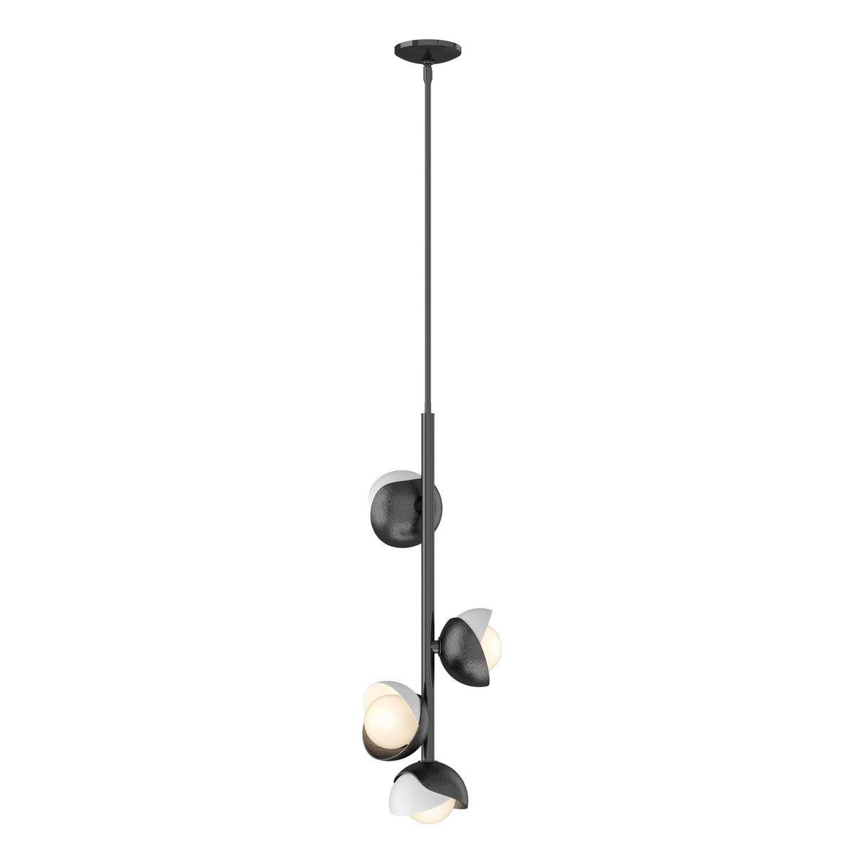 Hubbardton Forge 2022 Ink White Opal Glass (GG) Multi Brooklyn 4-Light Double Shade Vertical Pendant
