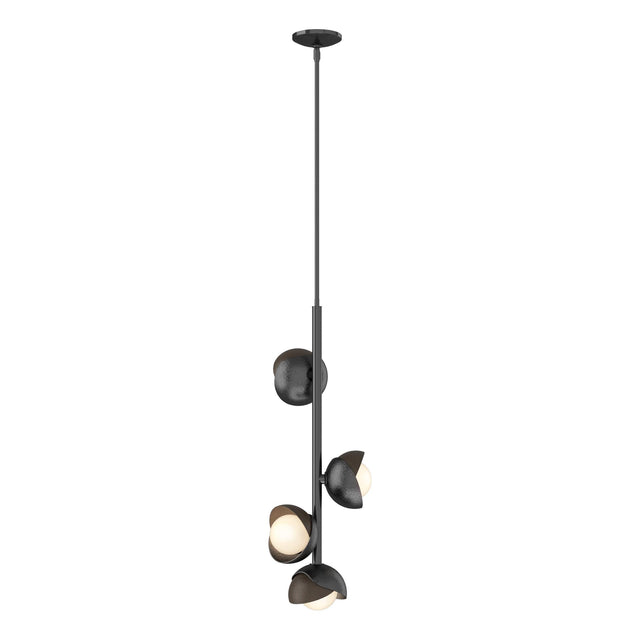 Hubbardton Forge 2022 Ink Bronze Opal Glass (GG) Multi Brooklyn 4-Light Double Shade Vertical Pendant
