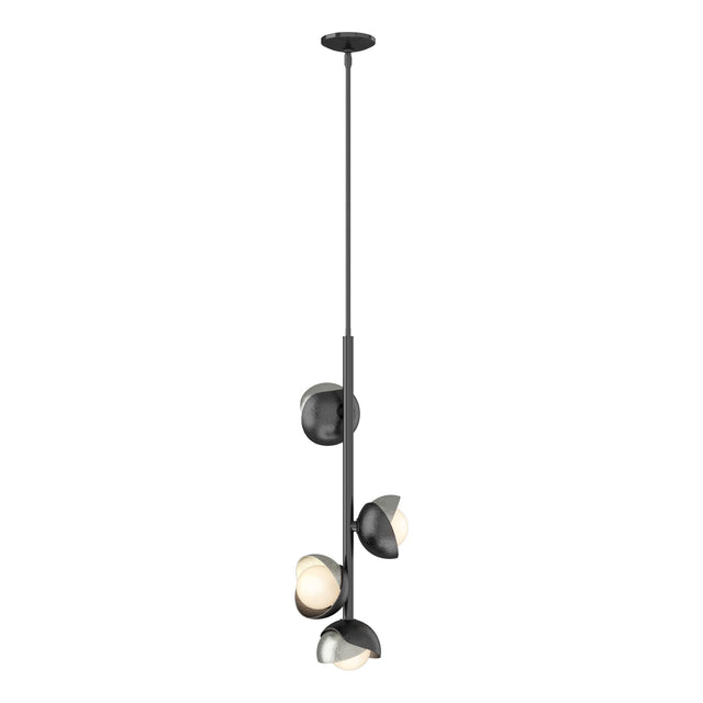 Hubbardton Forge 2022 Ink Sterling Opal Glass (GG) Multi Brooklyn 4-Light Double Shade Vertical Pendant