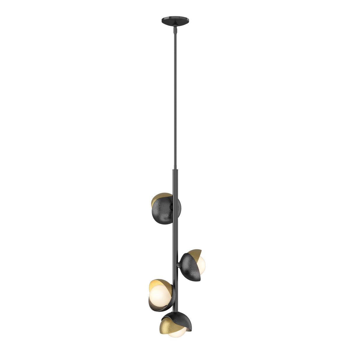 Hubbardton Forge 2022 Ink Modern Brass Opal Glass (GG) Multi Brooklyn 4-Light Double Shade Vertical Pendant