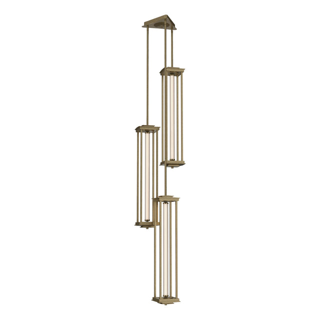 Hubbardton Forge 2023 Soft Gold Clear Glass (ZM) Multi Athena Triple Tall LED Lantern