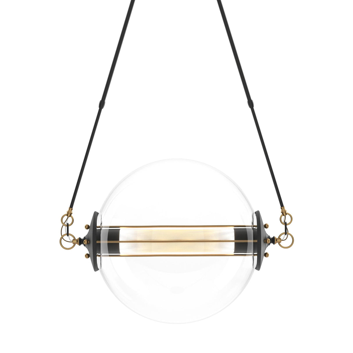 Hubbardton Forge 2016 Black with Brass Accents Stainless Steel Mesh (ZK) Long Otto Sphere Pendant