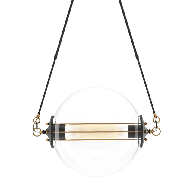 Hubbardton Forge 2016 Black with Brass Accents Stainless Steel Mesh (ZK) Short Otto Sphere Pendant