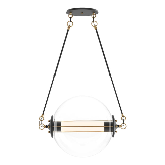 Hubbardton Forge 2016 Black with Brass Accents Clear Glass with Frosted Diffuser (YE) Standard Otto Sphere Pendant