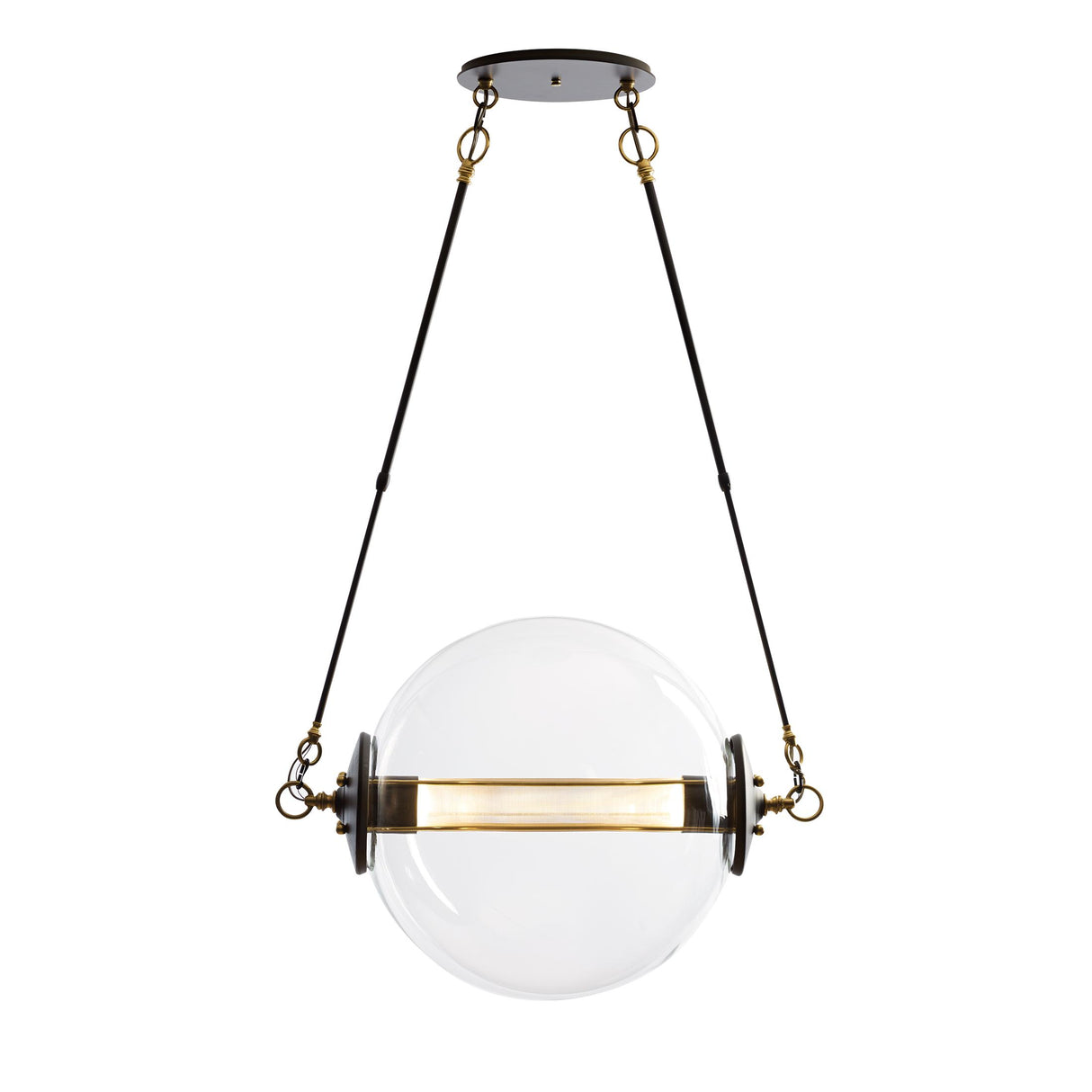 Hubbardton Forge 2016 Black with Brass Accents Stainless Steel Mesh (ZK) Standard Otto Sphere Pendant