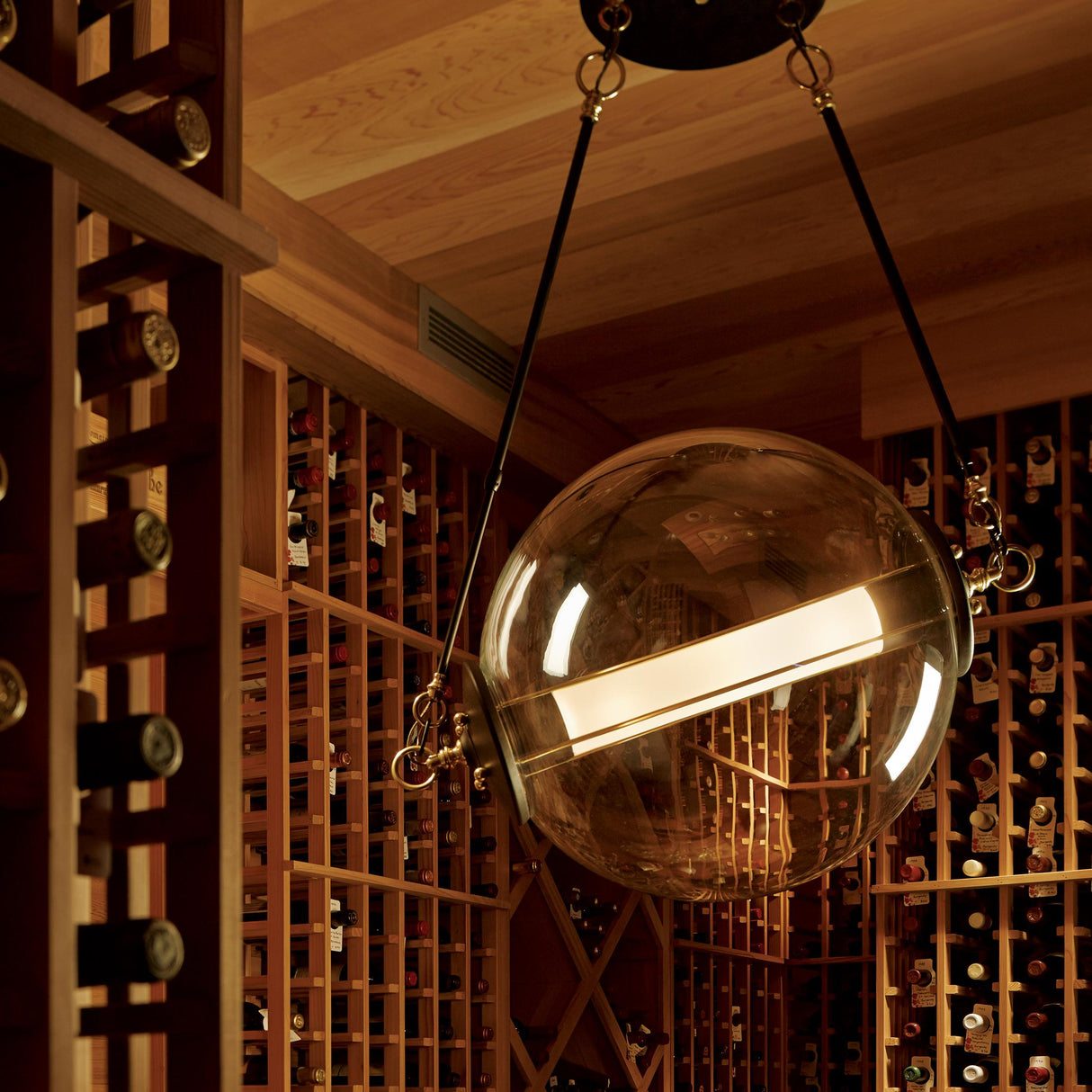 Hubbardton Forge 2016 Black with Brass Accents Stainless Steel Mesh (ZK) Standard Otto Sphere Pendant