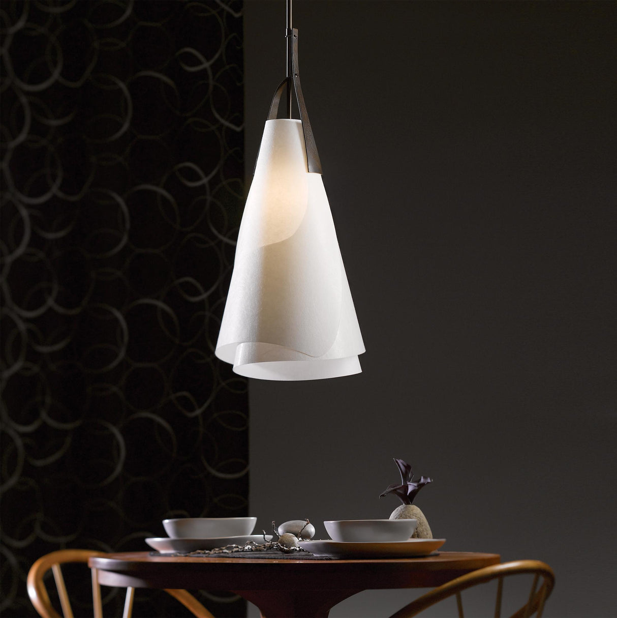 Hubbardton Forge 2011 Dark Smoke Spun Frost (SH) Multi Mobius Tall Pendant
