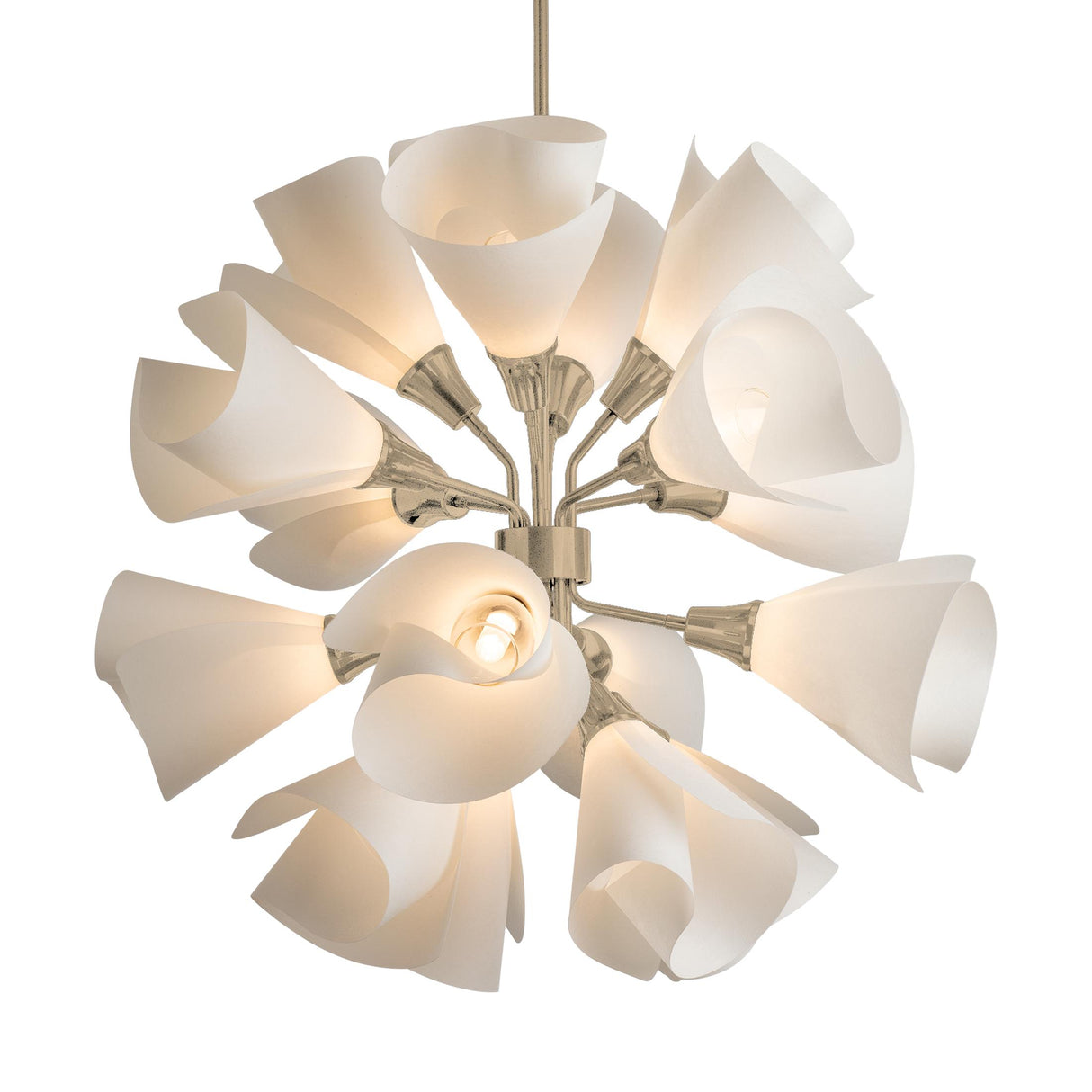 Hubbardton Forge 2021 Soft Gold Spun Frost (SH) Multi Mobius 16-Light Orb Pendant